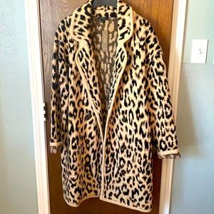 J-Crew leopard sweater coat. Size M.